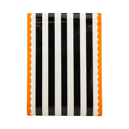 Orange and Black Striped Paper Table Runner