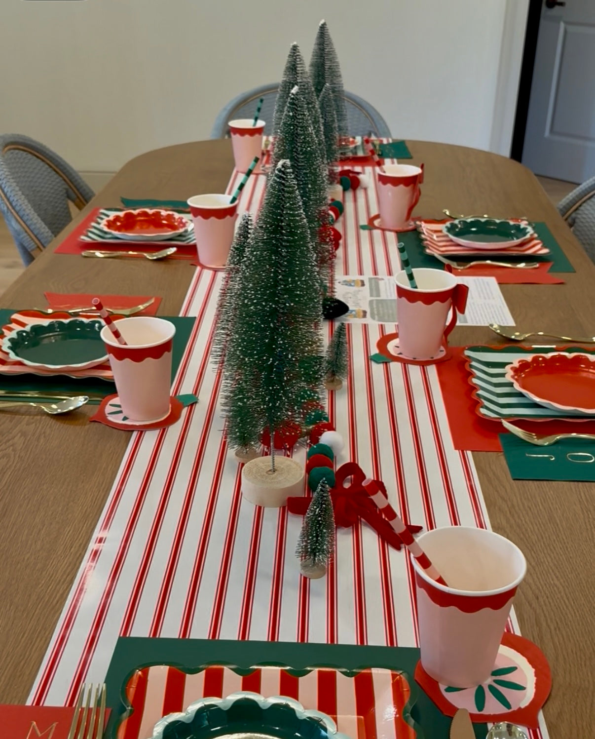 Christmas Red Striped Table Runner