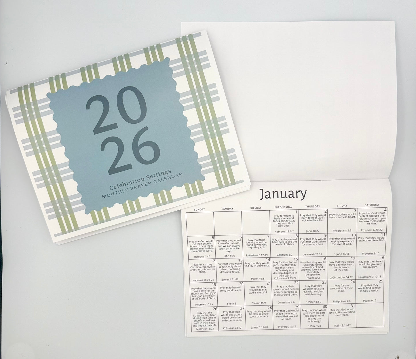 2026 Plaid Monthly Prayer Calendar