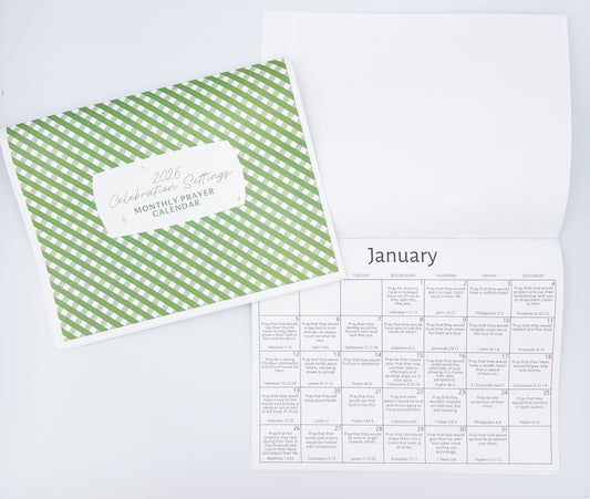 2026 Green Gingham Cover Prayer Calendar
