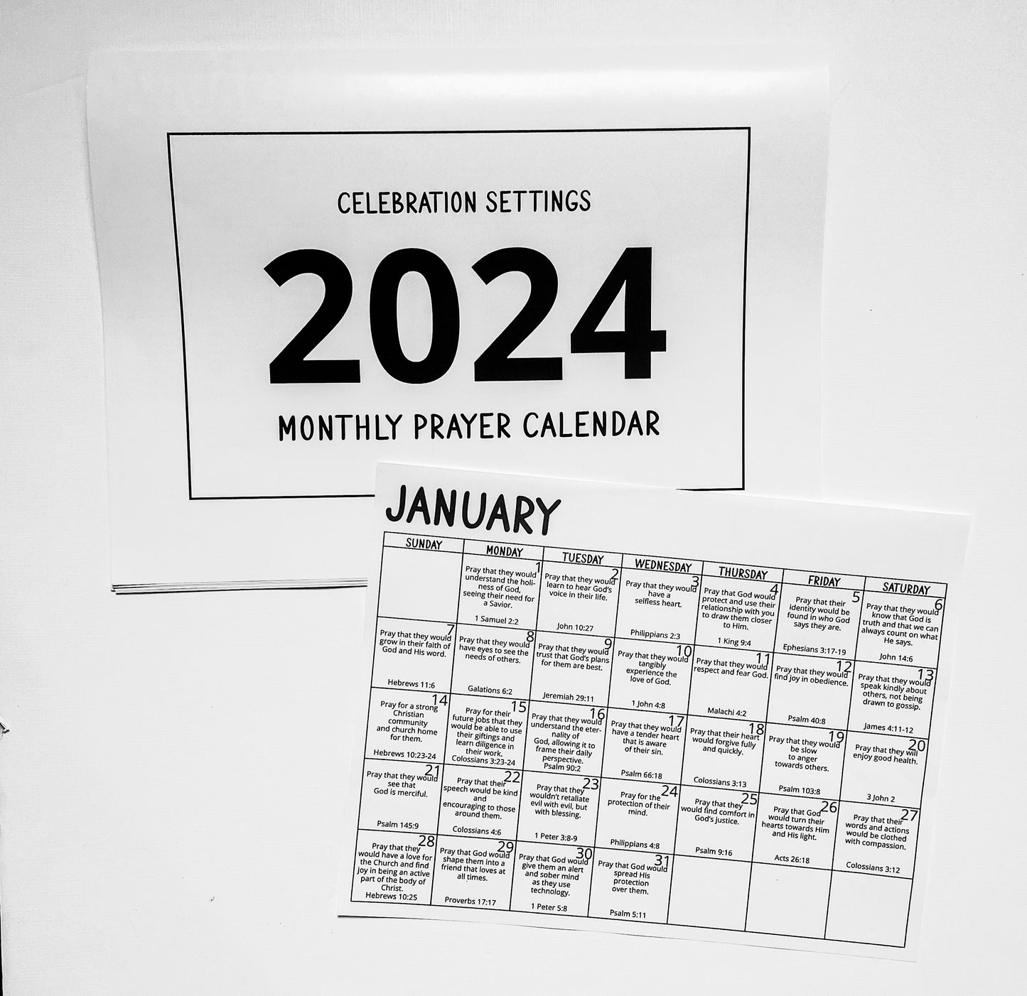 2024 Monthly Prayer Calendar Option 1 (Calendar View Only) – Celebration  Settings
