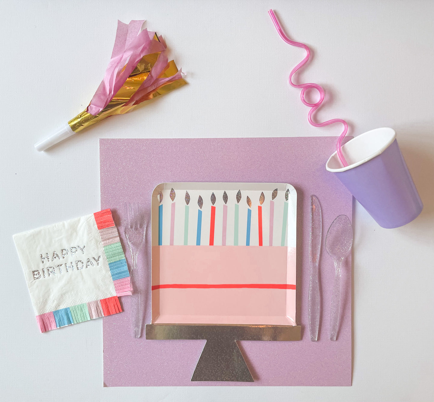 Girl Birthday Celebration Setting Cake Plate